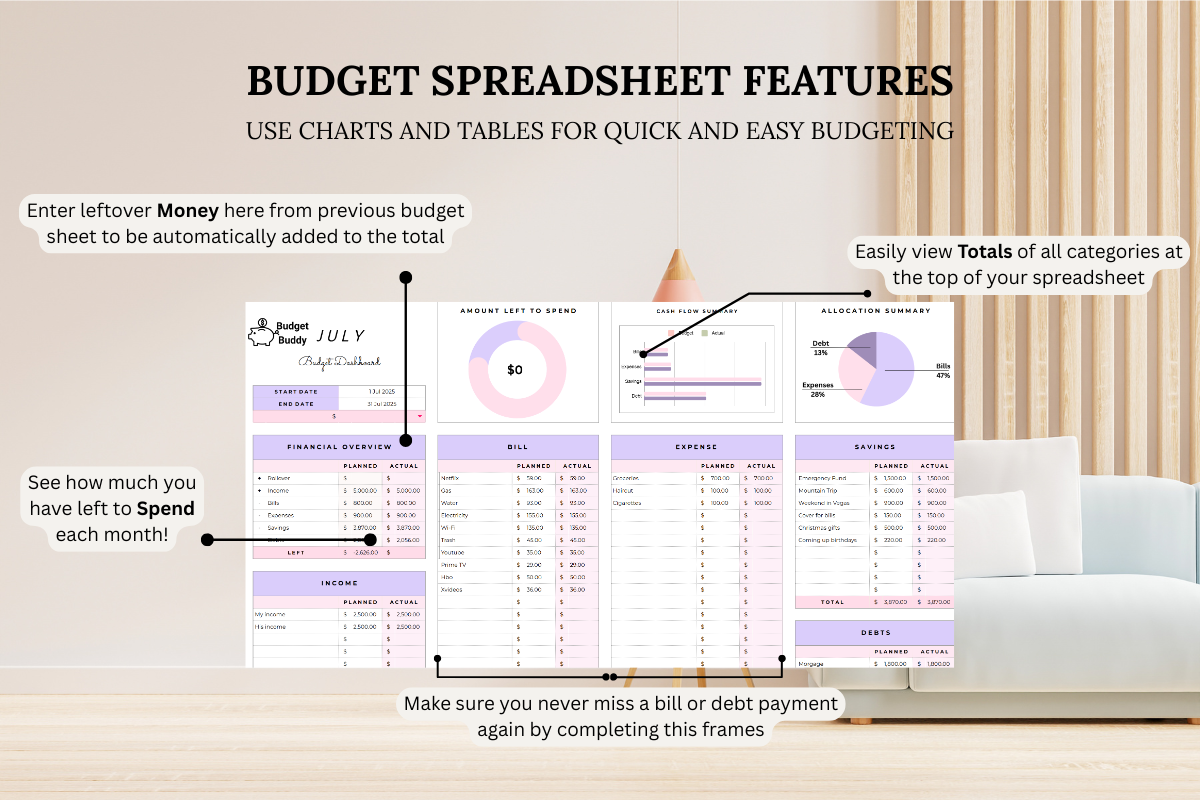 Household Monthly Budget Planner
